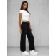 Moteriškos juodos plačios aksominės kelnės Metal JS/92K519/3