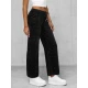 Moteriškos juodos plačios aksominės kelnės Metal JS/92K519/3