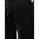 Moteriškos juodos plačios aksominės kelnės Metal JS/92K519/3
