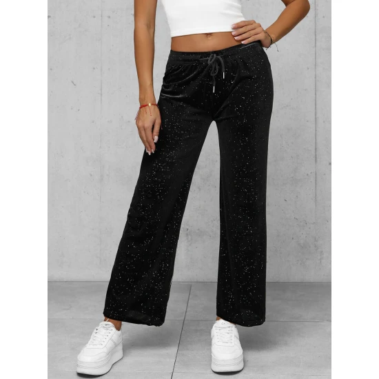 Moteriškos juodos plačios aksominės kelnės Metal JS/92K519/3