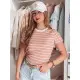 Moteriški rožiniai dryžuoti marškinėliai Liness RY2809