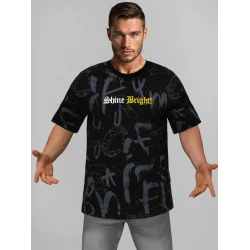 Vyriški juodos spalvos laisvo kirpimo marškinėliai Shine Bright