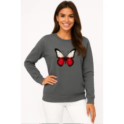 Moteriškas pilkas džemperis Lenkija drugelis