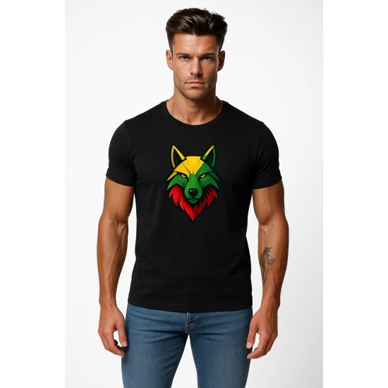 Vyriški juodi marškinėliai Vilkas PK4021