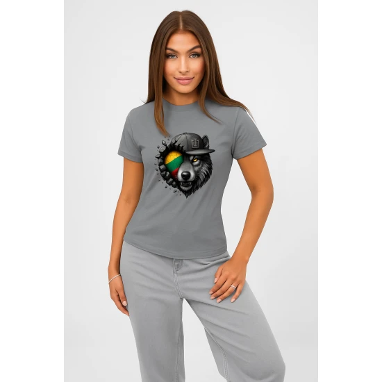 Moteriški pilki marškinėliai Vilkas pilkas PK4029