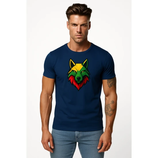 Vyriški tamsiai mėlyni marškinėliai Vilkas PK4021