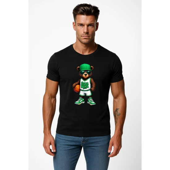 Vyriški juodi marškinėliai Meškinas be džemperio PK4020