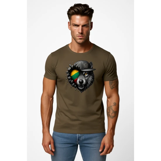 Vyriški chaki marškinėliai Vilkas pilkas PK4031