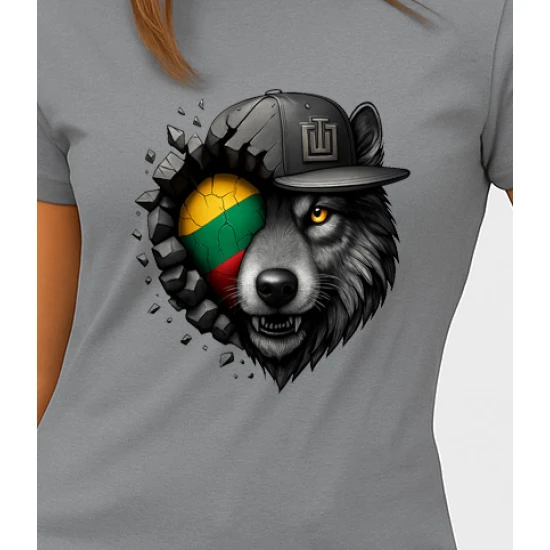 Moteriški pilki marškinėliai Vilkas pilkas PK4029