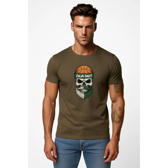 Vyriški chaki marškinėliai Kaukolė su kamuoliu PK4022