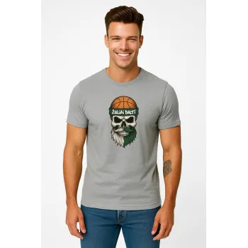Jasnoszara koszulka męska Skull and Ball