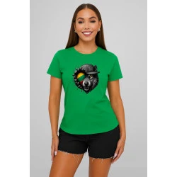 Moteriški šviesiai žali marškinėliai Vilkas pilkas