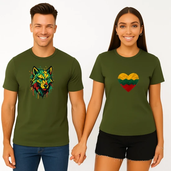 Chaki marškinėlių komplektas Širdis-geometrinis vilkas PK4027