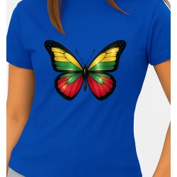 Moteriški mėlyni marškinėliai Drugelis