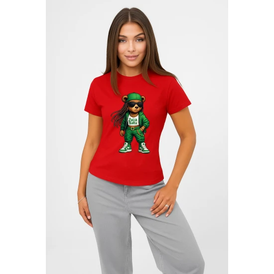 Moteriški raudoni marškinėliai Meškutė PK4023