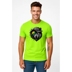 Vyriški žali neoniniai marškinėliai Vilkas pilkas