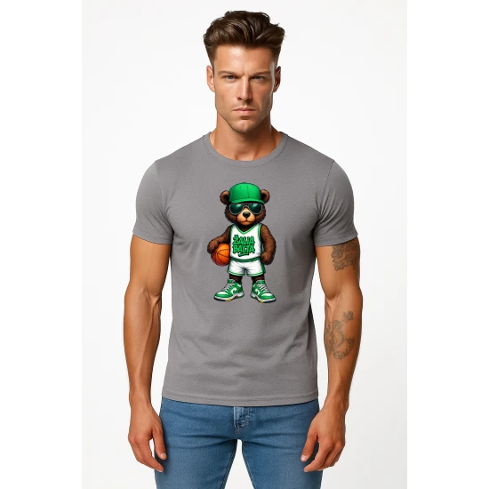 Vyriški pilki marškinėliai Meškinas be džemperio PK4020