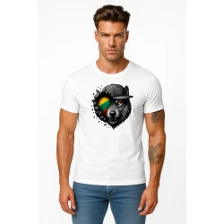 Vyriški balti marškinėliai Vilkas pilkas