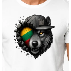 Vyriški balti marškinėliai Vilkas pilkas