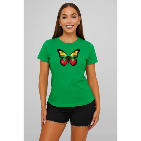 Moteriški žali marškinėliai Drugelis PK4025