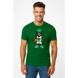 Vyriški tamsiai žali marškinėliai Meškinas be džemperio