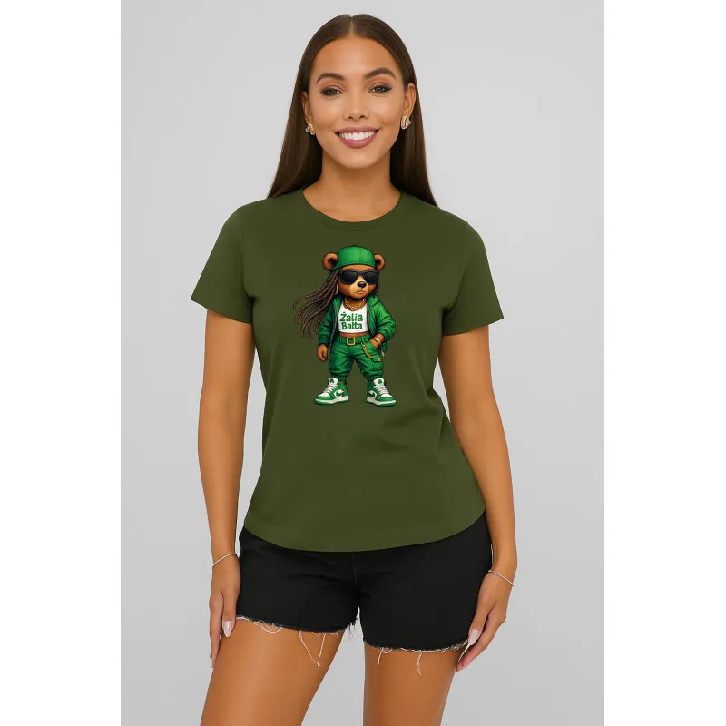 T-shirt damski khaki Bear PK4023