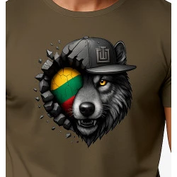 Vyriški chaki marškinėliai Vilkas pilkas