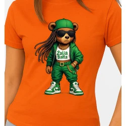 Moteriški oranžiniai marškinėliai Meškutė