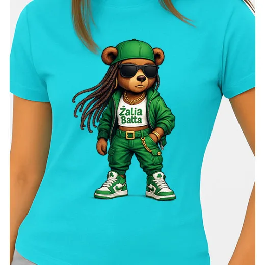 Damski jasnoniebieski T-shirt Bear PK4023