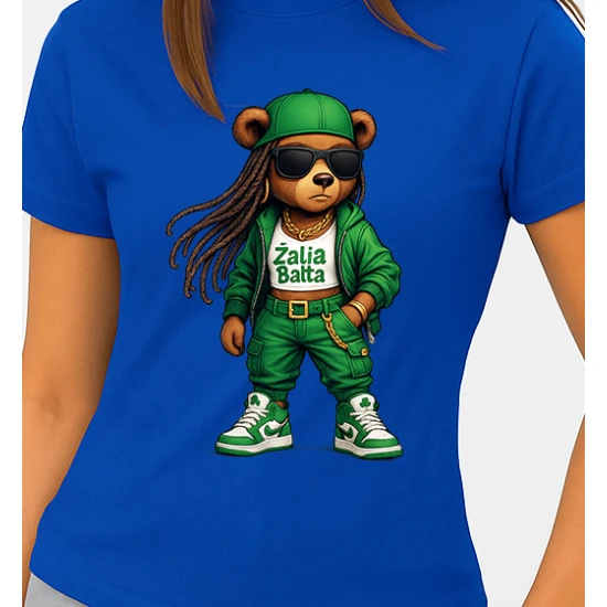 Moteriški mėlyni marškinėliai Meškutė PK4023