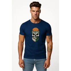 Vyriški tamsiai mėlyni marškinėliai Kaukolė su kamuoliu
