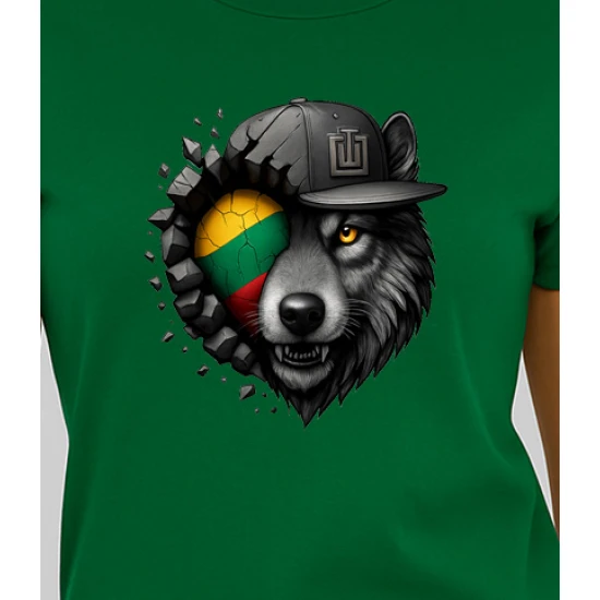 Moteriški žali marškinėliai Vilkas pilkas PK4029