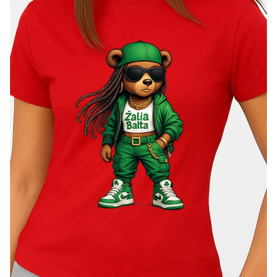 Moteriški raudoni marškinėliai Meškutė PK4023