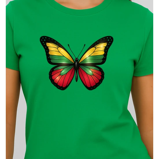 Moteriški žali marškinėliai Drugelis PK4025