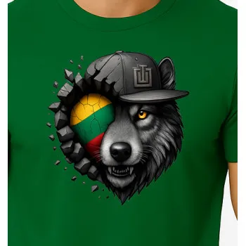 Męski ciemnozielony T-shirt Wolf grey
