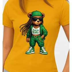 Moteriški ryškiai geltoni marškinėliai Meškutė