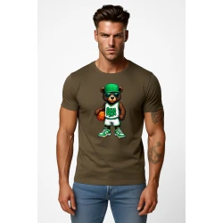 Vyriški chaki marškinėliai Meškinas be džemperio