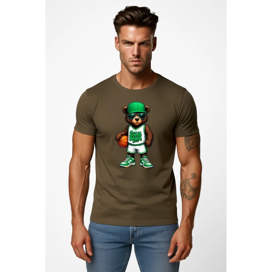 Vyriški chaki marškinėliai Meškinas be džemperio PK4020