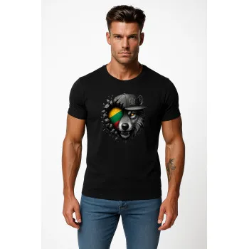 Men's black T-shirt Wolf grey