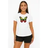 Naisten valkoinen T-paita Butterfly PK4025