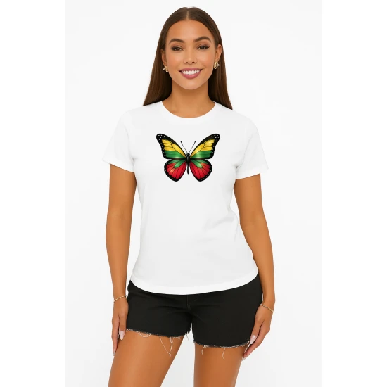 Moteriški balti marškinėliai Drugelis PK4025