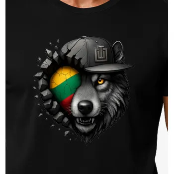 Men's black T-shirt Wolf grey