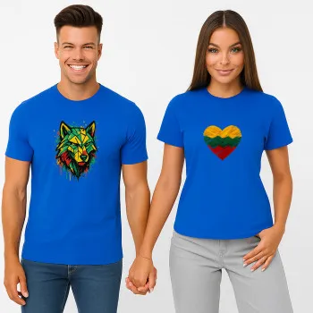 Blue T-shirt set Heart Geometric Wolf