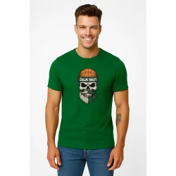 Vyriški tamsiai žali marškinėliai Kaukolė su kamuoliu