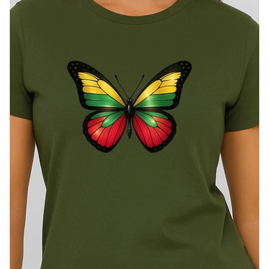 Moteriški chaki marškinėliai Drugelis PK4025