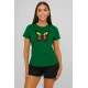 Moteriški tamsiai žali marškinėliai Drugelis PK4025