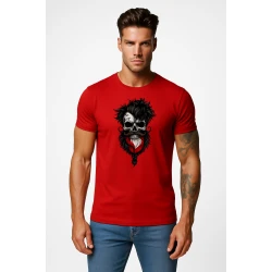 Vyriški raudoni marškinėliai Lenkija kaukolė