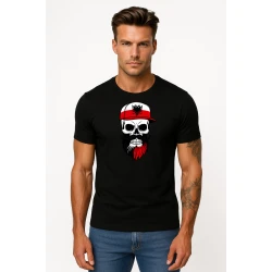 Vyriški juodi marškinėliai Poland skull cap