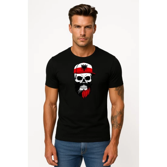 Vyriški juodi marškinėliai Poland skull cap PK4043