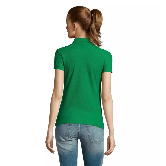Moteriški tamsiai žali polo marškinėliai Passion PK11343